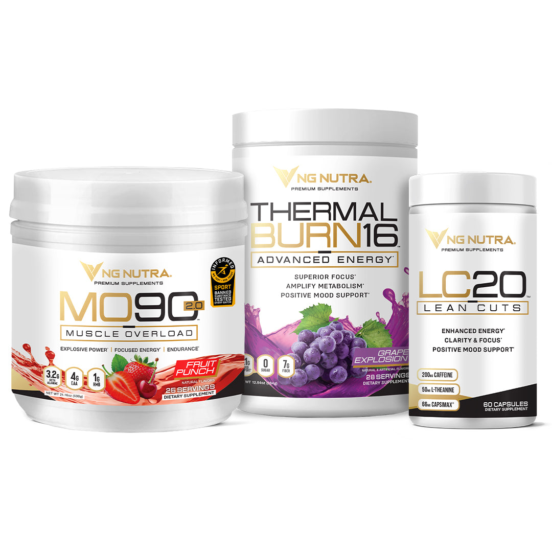 NG Nutra's Mens Metabolism Kit with MO90 2.0 - Muscle Overload, Thermalburn16, and LC20 - Lean Cuts.