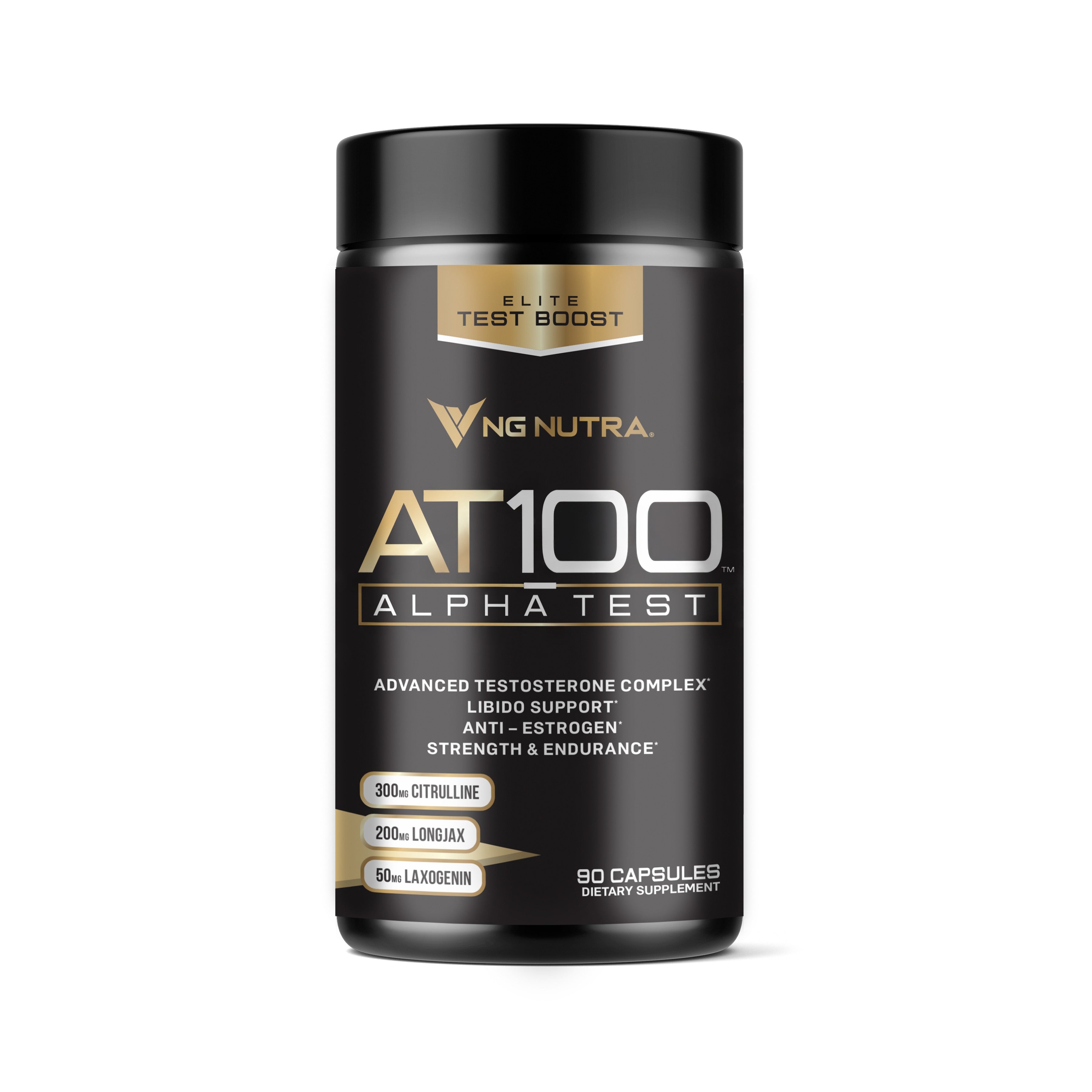 NG Nutra AT100 Alpha Test capsules, highlighting natural testosterone and hormonal support
