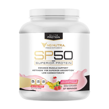 NG Nutra SP50 Superior Protein 5 lb, Strawberry & Banana Cream flavor, 28g protein, low sugar, gluten free, astragin, 5 protein blend
