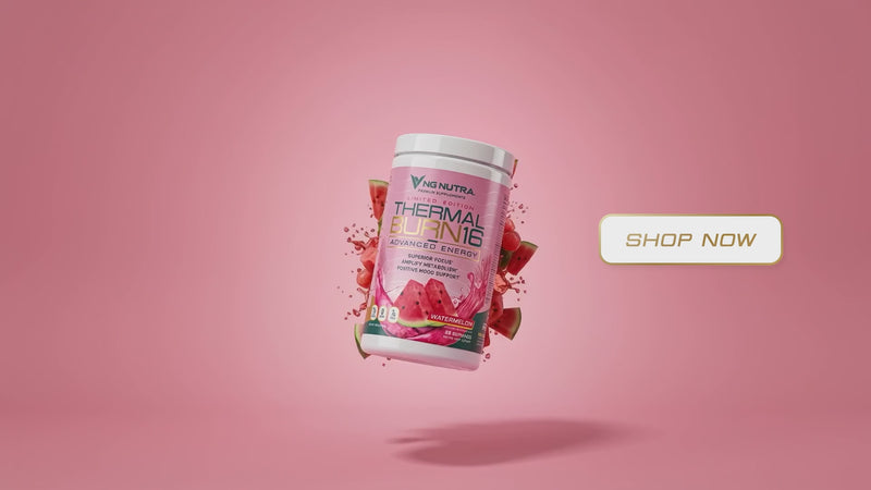 NG Nutra ThermalBurn16 Summer Flavors hero video featuring limited edition Advanced Energy product visuals with bold summer graphics and a shop now call to action.