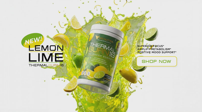 Hero video of NG Nutra ThermalBurn16 New Limited Edition Lemon Lime featuring the advanced energy tub in a bright premium product scene.
